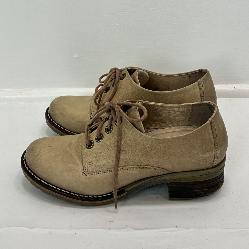 Dromedaris Kaley Womens Tan Leather Lace Up Oxford Shoes Size 37 Grandpa Grandma - Picture 3 of 10